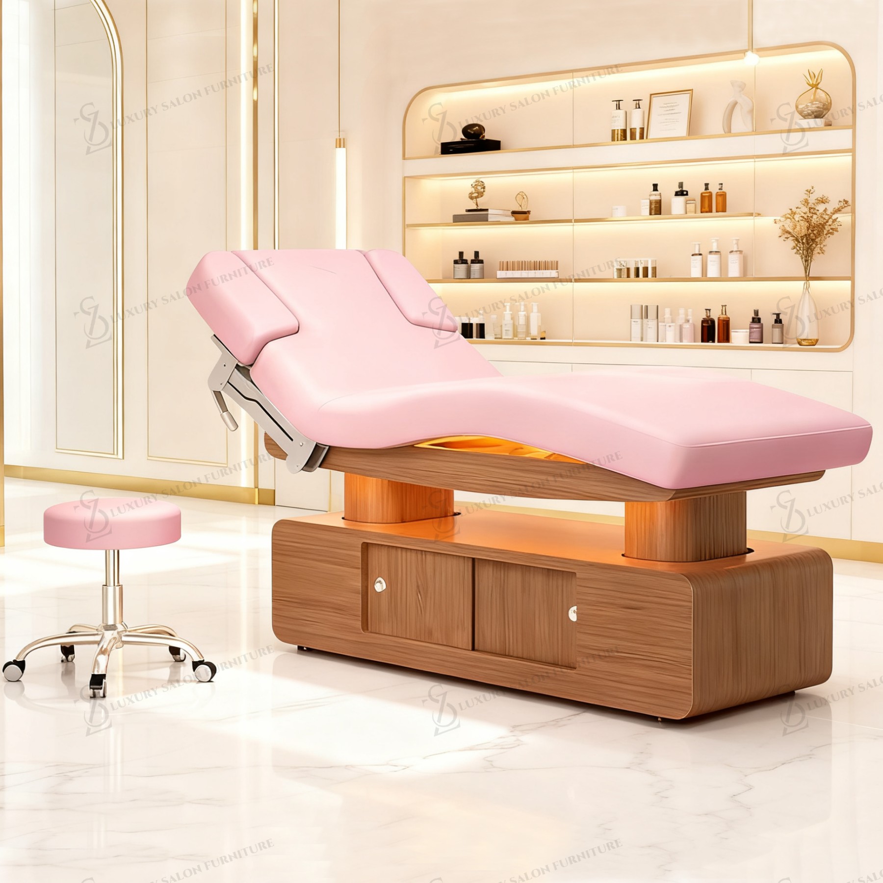 Spa Wellness Salon - 럭셔리 3/4 모터 핑크 뷰티 베드