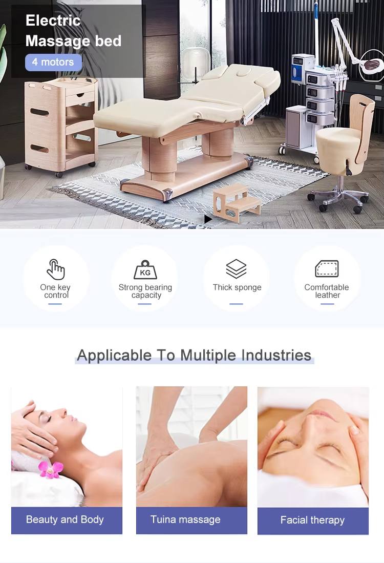 맞춤형 색상의 나무결 무늬 베이스 전동 마사지 테이블  - Spa Wellness Salon 리뷰 및 가격